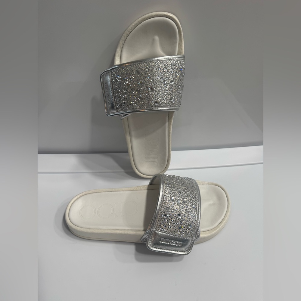 Jimmy Choo Women's Slide Sandals with Swarovski Crystals Sz 40